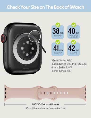 Image of Sport Silicone Band Compatible with Apple Watch Bands 40mm 38mm 41mm 44mm 45mm 42mm 49mm Women Men,Soft Wristband Waterproof Replacement Sport Strap for iWatch Bands Series 9 8 7 6 5 4 3 2 1 SE Ultra