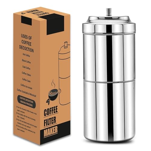Image of Traditional Stainless Steel South Indian Filter Coffee Maker, 100ml Small, Size 0 with Dabra Set | Madras Kaapi Drip Decoction Maker Brewer Dripper