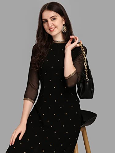 Image of Hritika Women Faux Georgette Sequin Pattern Straight Kurta set (Hrkb0070 Parent)