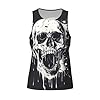 Horror Ghost Skull Print Sleeveless Workout Tank Top,for Running,Beach Outdoor Sports (S to 4XL) Black #5