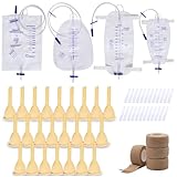 External Male catheters for Men, 24pcs Soft Latex Sets, 1 pcs 750 ml Leg Bag, 1 pcs1000 ml Leg Bag, 1 pcs 1500 ml Urine Bag, 1 pcs 2000 ml Urine Bag with 4 Rolls of Tape - Urine Collection (30mm)