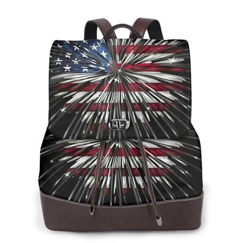 Sac à dos en cuir imprimé feu d'artifice unique et chic