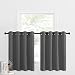Nicetown Thermal Insulated Blackout Half Window / Tier / Valance Grommet Curtain - 52W by 36L Inches - Grey - 1 Pcs