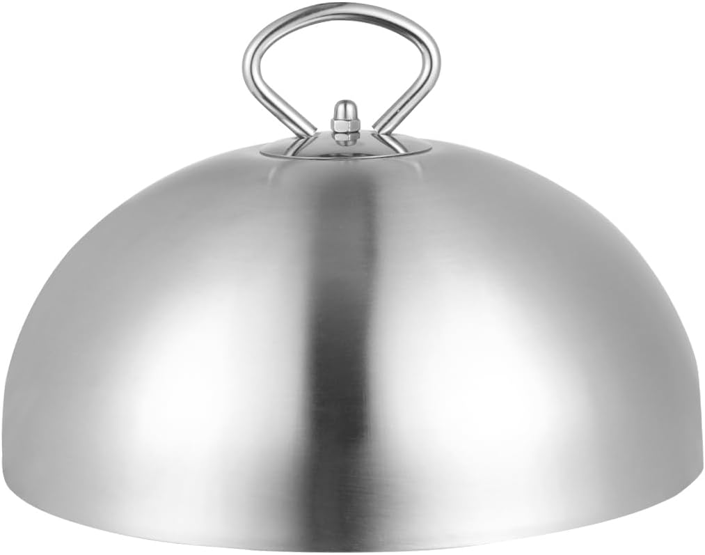 Hemoton Cheese Melting Dome Stainless Steel Steam Basting Cover Heavy Duty Anti Oil Splashing Food Cover Dish Lid for Griddle Grill Restaurant Home 26cm