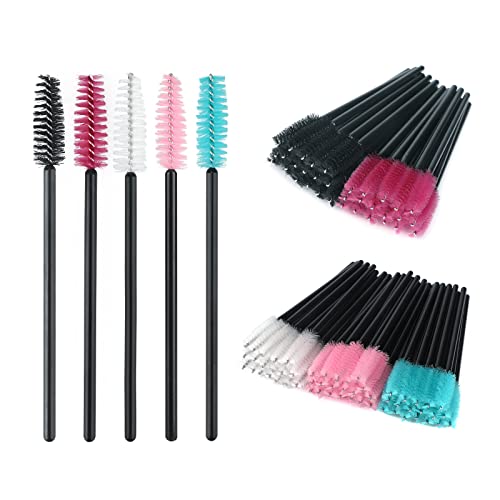 Image of G2PLUS 100PCS Disposable Eyelash Brushes, Adjustable Mascara Wands Makeup Applicator, Lash Spoolies Brushes for Eyelash Extensions and Eyebrows (Multi-colored)