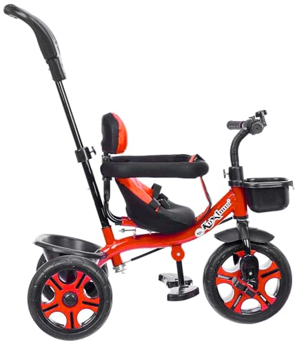 Image of Tricycle for Kids with Comfy Seat - The Parent's Choice for 1-5 Years Old, 30kg Max, Luxurious & Durable Trike. Advanced Parental Control Handle and Safety Belt, Red