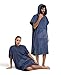 ARENA Unisex Adult Hooded Poncho Cotton Swim Towel Changing Bathrobe for Pool Beach Vacation, Kangaroo Pocket, Gray Blue, Medium