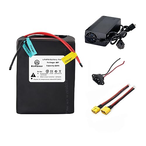 BtrPower 48V 20AH LiFePO4 Ebike Battery with 3A Fast Charger,40A BMS for Electric,Scooter,Bicycles,Motorcycle Battery 250W - 1000W Motor