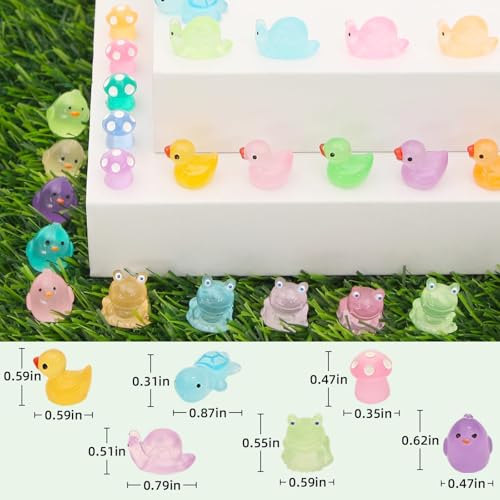 Image of FEXIA 100 Pcs Mini Resin Ducks 6 Types Bulk to Hide Luminous Mini Resin Animals Glow in The Dark for DIY Garden Combination Sets for Micro Landscape Aquarium Party Decor