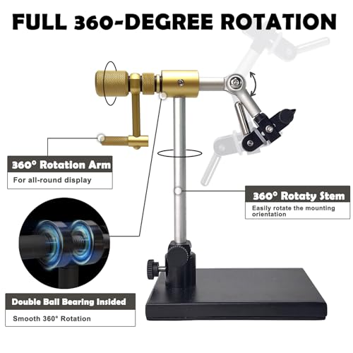 Eupheng New Upgrade N075 Madison True Rotary Vise with Two Ball Bearings Inside More Smooth Fly Tying Vise with 360 Degree Rotation Easy Adjustment of Rotation Resistance 26 to 4/0 Hook Sizes by EUPHENG - Image 5