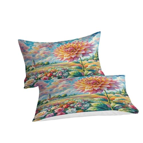 Parure de lit luxe microfresque Dahlie housse couette 260x220cm