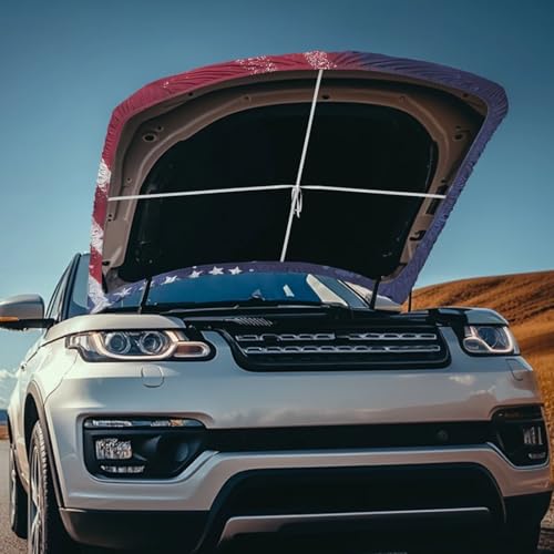 Image of 59x39 Inch Hood Cover for Compact Sedan SUV Trucks Stretchable Car Hood Wrap Blankets USA 250th Birthday Auto Banner Waterproof Auto Exterior Accessories