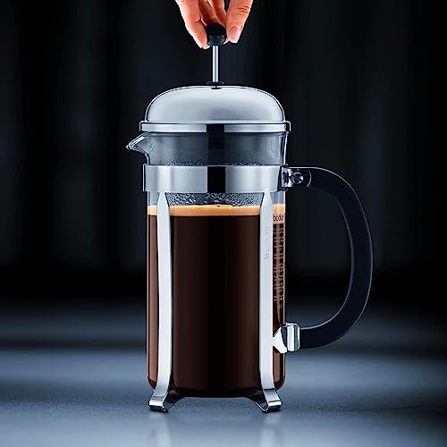 Image of HOPz French Press Coffee Maker, Glass Classic Copper Stainless Steel Coffee Press, Cold Brew Heat Resistant Thickened Borosilicate Coffee Pot for Camping Travel Gifts 600 ml (Black)