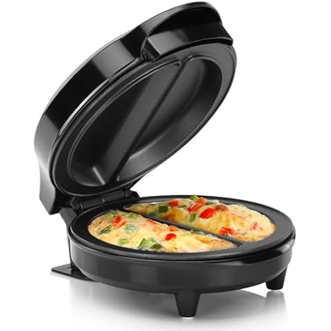 Holstein Housewares - Non-Stick Omelet & Frittata Maker, Stainless Steel - Makes 2 Individual Portions Quick & Easy (2 Section, Black) Cover