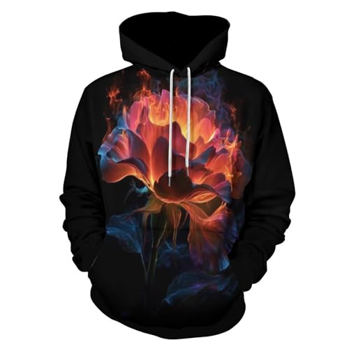 Sweat-shirt homme imprimé rose de flamme 3D pour un look streetwear original
