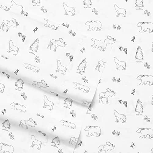 Image of Eddie Bauer - Queen Sheet Set with Fitted Sheet & Pillowcases, 100% Cotton Percale Bedding, Crisp & Cool, Deep Pocket, Animal Tracks