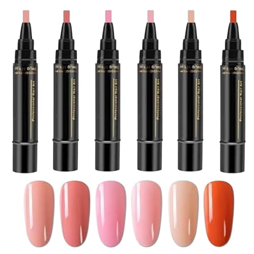 Bolígrafo De Esmalte De Uñas, 6 Bolígrafos De Esmalte De Uñas Semipermanentes De Un Paso, Rotuladores Artísticos Para E-smalte De U-ñas De Secado Rápido, Regalos De Belleza Para Decoración De U-ñas DI