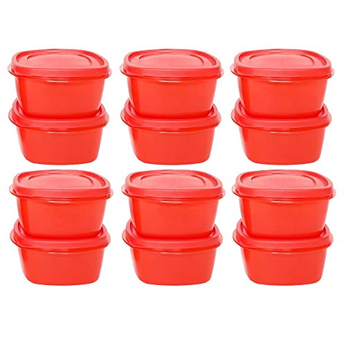 Image of Cutting EDGE Snap Tight Eco Plastic Container Set for Pickle, Sauces, Spices, Dry Fruits, Travelling, 12-Pieces (1.5 L, Red)