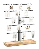HULISEN Earring Display for Vendors, Adjustable Height Earring Display Stands for Selling, Jewelry Display for Earring Card, Earring Rack Display Holder with Tray, 30 Hooks, Carbonized Brown