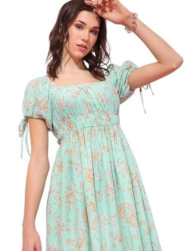 Image of Tokyo Talkies Women's Short Sleeves Square Neck Printed Dresses | Stylish Dresses | Casual Dresses