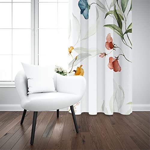 Blaugrün Blumen Vorhänge – Lichtfilternd, Mit Ösen, Für Wohnzimmer & Schlafzimmer