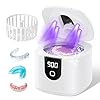 Ultrasonic Retainer Cleaner Machine, Upgraded 45kHz Denture Cleaner for Mouth Guard Braces, Night Guards, Toothbrush Heads & Jewlery with 200ML, 4 Modes and Digital Timer Dental Cleaning Pod(White)