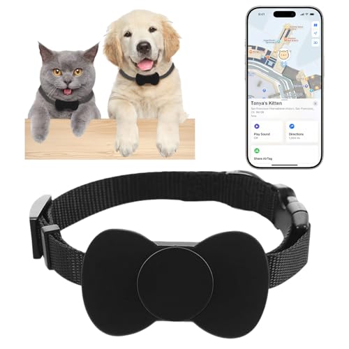 Cat GPS Tracker Collar, No Monthly Fee Waterproof Mini Pet Tracker for Small/Medium/Large Cats Dogs for iOS Only Adjustable 28-39cm Anti-Lost Tracker with 10+ Months Battery Life