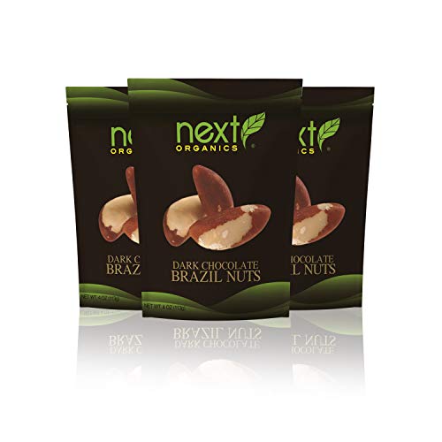 Next Organic Brazil Nuts Dark Chocolate Covered, 4-Ounce (Pack of 3)
