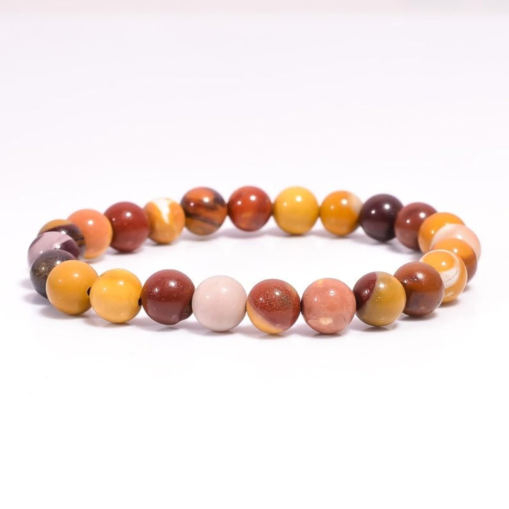 Natural Mookaite Jasper 8mm Round Bead Stretchable Bracelet, Unisex