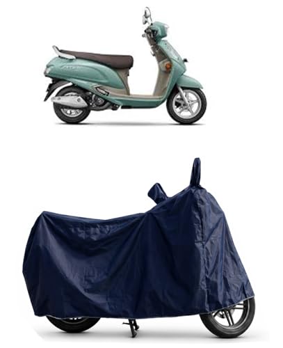Image of Shield Heavy Duty Scooty Cover for Suzuki Access 125 | All-Season, Tear-Proof Fabric | with Side Mirror Pocket & Buckle Belt | Suzuki Access 125 Scooty Cover (Blue)