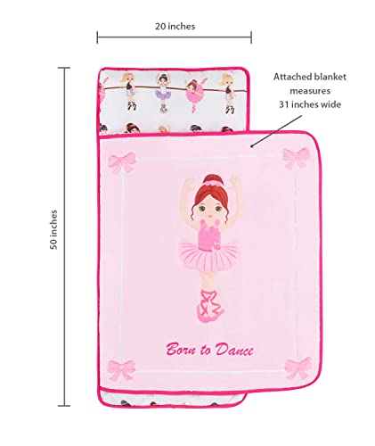 Everyday Kids Toddler Nap Mat With Removable Pillow -Born To Dance Ballerina- Carry Handle With Straps Closure, Rollup Design, Soft Microfiber For Preschool, Daycare, Sleeping Bag - Ages 2-6 Years #TOP7