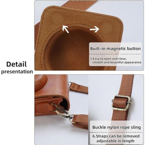 Funda para cámara Sony ZV-1F en cuero PU marrón miniatura 6