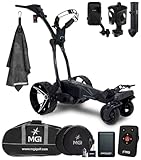 MGI Navigator Ai GPS+ Remote Controlled Electric Motorized Push Cart Golf Caddie with Travel Bag | Drink, Phone, and Umbrella Holders | 40,000 Courses | Signature Series Golf Towel