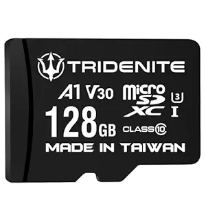 TRIDENITE 128GB microSDXC Memory Card + SD Adapter with A1 App Performance, V30 UHS-I U3 4K