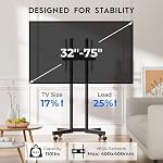 BONTEC Roulement TV Stand, double colonne mobile TV Panier avec support pour 32-75 pouces LCD LED OLED TV, Support de sol réglable en hauteur avec roues, Supports jusqu'à 110 C'est vrai. 360 Roulettes de verrouillage, Gestion des câbles