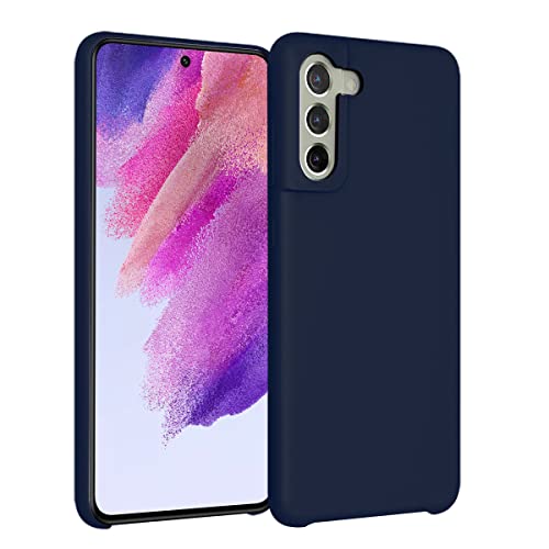 Image of LIRAMARK Liquid Silicone Soft Back Cover Case for Samsung Galaxy S21 FE 5G (Midnight Blue)