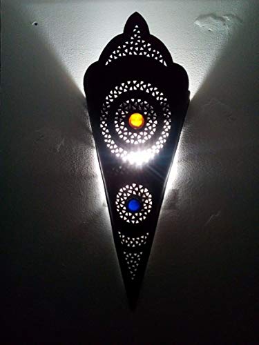 Generico La Maison Unique: Aplique de pared marroquí de hierro forjado lámpara linterna Artesanía Marruecos Handmade Decor 1030