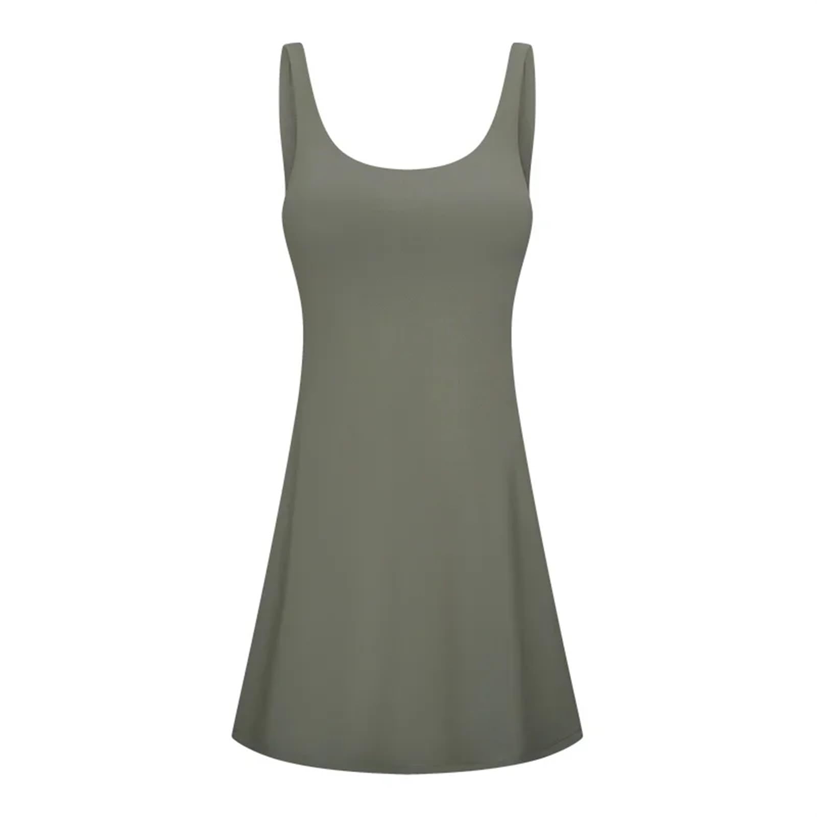 Vestito Sportivo Donna Abito da Tennis da Donna Abito da Golf Estivo da Allenamento for Donna Reggiseno E Pantaloncini Incorporati con Tasche Interne Abiti Sportivi Senza Maniche(Green,6-S)
