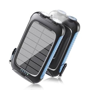 Solar Power Bank 20000mAh Portable Charger 15W Fast Charging (Blue)