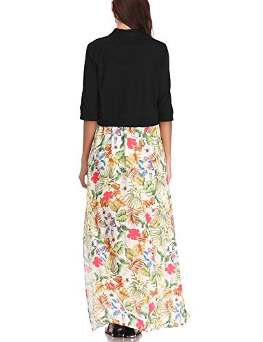 Iclosam Bolero Shrugs For Dresses Jacket Women 3/4 Sleeve Crop Cardigans Sweaters Knit Shrug Bolero Sweater For Summer Wedding Dress Open Front Cropped Sweater Shrugs Black 2Xl #TOP2