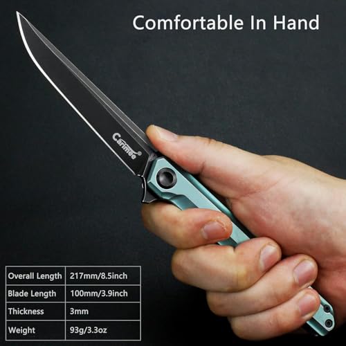 Green-Anodized Titanium Handle Pocket Knife, Designed and Made by Noc knives, With Water Proof Case,Gentleman's Everyday Carry Gift — view 2