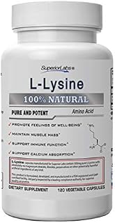 Superior Labs – Best L-Lysine NonGMO - Dietary Supplement –500 mg Pure Active