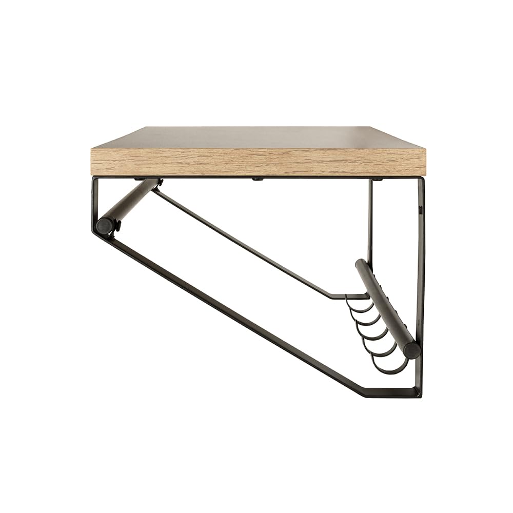 HAKU Wandgarderobe Eiche hell, schwarz, MDF, Metall - Maße: B 70 x H 23 x T 30 cm, Style: Modern