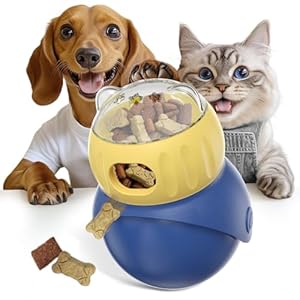 Cat Interactive Toys for Indoor Cats Adjustable Treat Puzzle Food Dispenser Weight Loss Tumbler Slow Feeder Fun Kitty Sliding Rolling Ball Enrichment Toy for Kitten Adult Cats Small Dogs