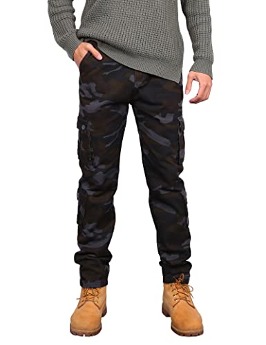 APTRO Mens Cargo Trousers Camo Trousers Combat Tactical Trousers Cotton Multiple Pockets Outdoor Pants LT01 Black 30 - Image 4