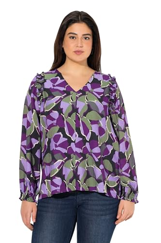 Blusa línea A Ulla Popken holgada con cuello túnica para vestir cómoda y estilizada