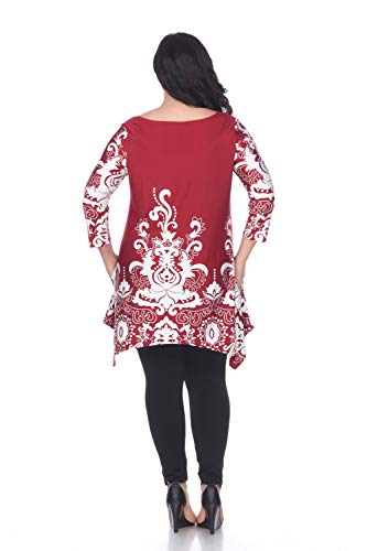 White Mark Ps1301-06-3Xl Womens Plus Size Yanette Tunic Top44; Burgundy & White - 3Xl #TOP2