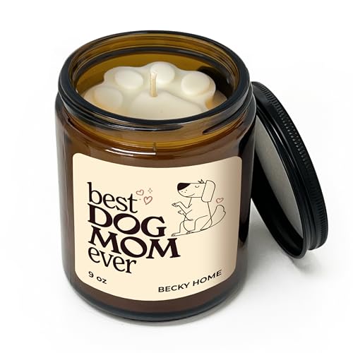 Becky Home 9oz Warm Vanilla Scented Candle Dog Mom Gifts for Women Best Friend Candles Funny Dog Gifts for Women Pet Lovers Best Friends