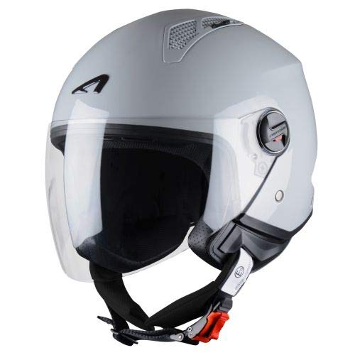 Astone Helmets - MINIJET monocolor- Casque jet - Casque jet urbain - Casque moto et scooter compact - Coque en polycarbonate - Light Grey Gloss S