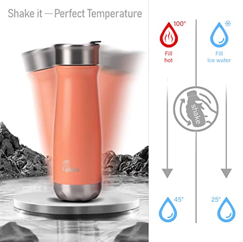 Thermos Water Bottle Smart Hand Warmers, Lykka Insulated Water Bottle Stainless Steel Spill Proof - Hand Warmer Hot Water Bottle/Sport Neck Cooling Bottle Smart Thermal Coffee Travel Mug 21 Oz #TOP1